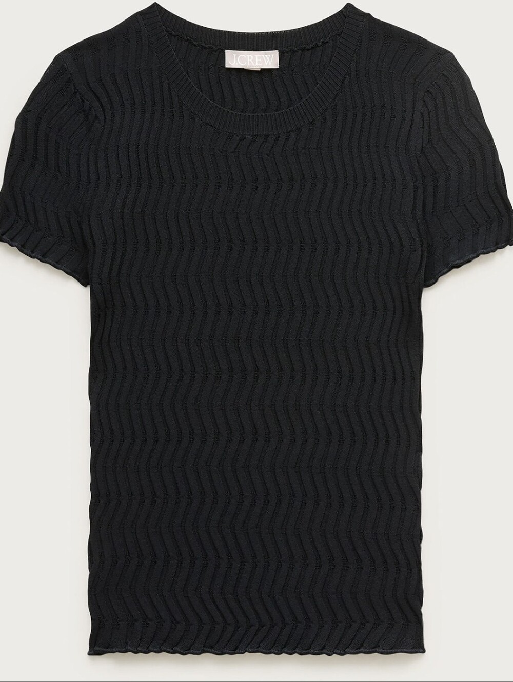 J. Crew Black Short-Sleeve Wave Rib Sweater Knit Tee Small Nwt